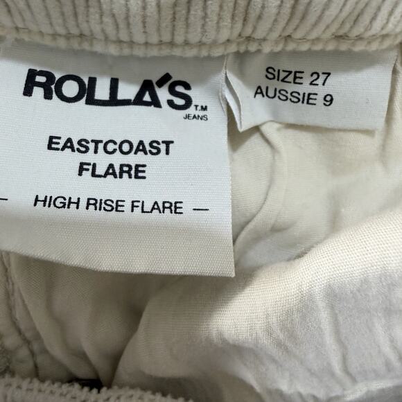 ROLLA'S Eastcoast Flare High Rise Corduroy PANTS WOMEN 27 VANILLA STRETCH - Picture 9 of 12